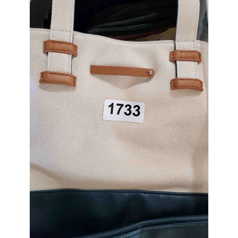 Keep Collective Large Navy Canvas Shoulder Tote, Faux Leather Accents, New- - Picture 2 of 3